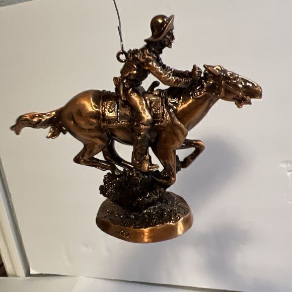 1998 Hallmark Pony Express Rider Ornament Bronze Tones  w/ Box - Picture 6 of 6